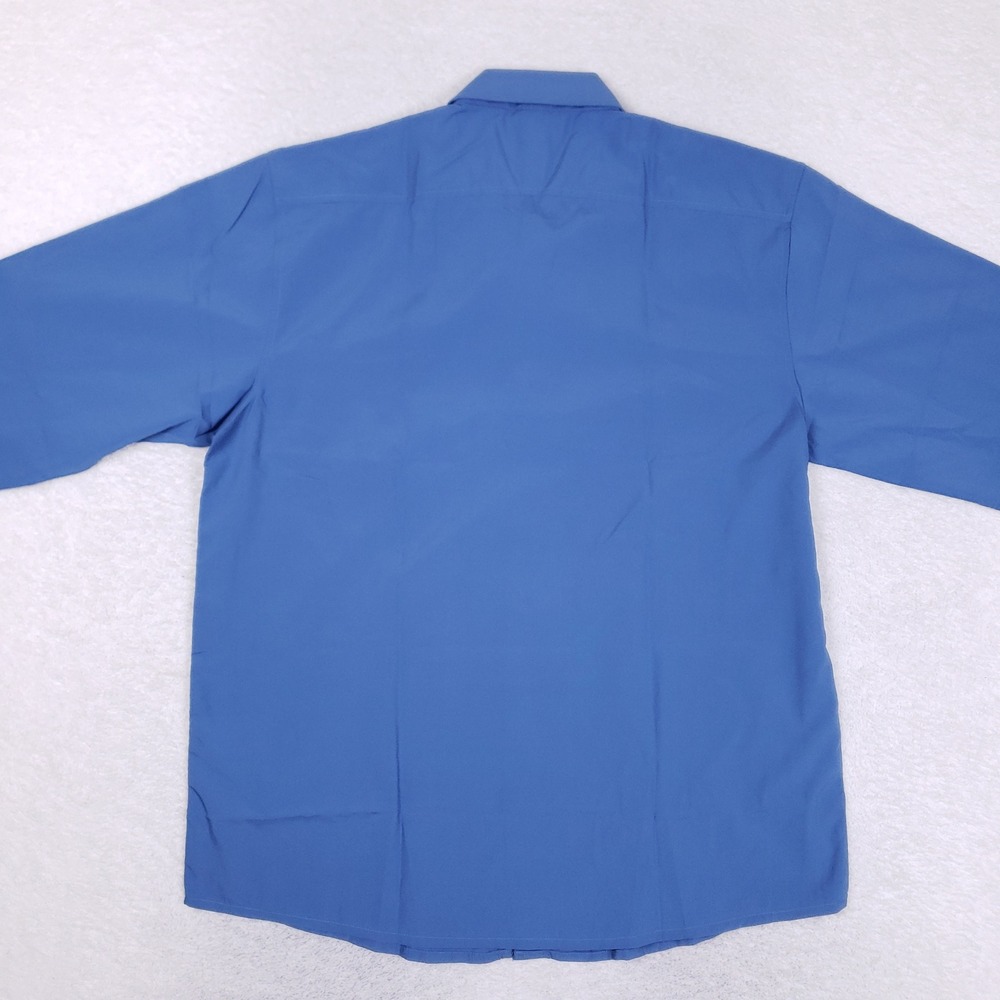 Harriton Blue Dress Shirt Men Large Button Up Long Sleeve Work Corporate Office - Picture 5 of 7